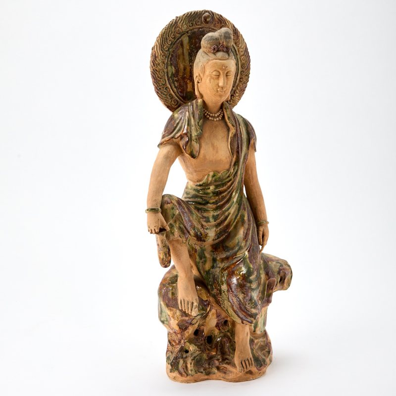A Chinese Glazed Tilework Figure of Guanyin