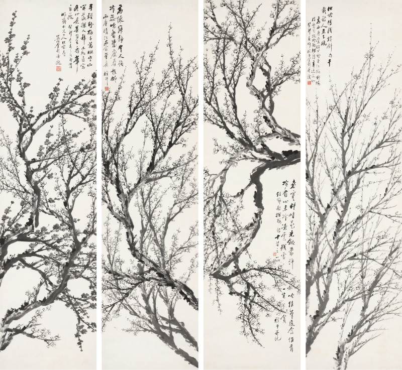 金心兰 1903年作 梅花四屏