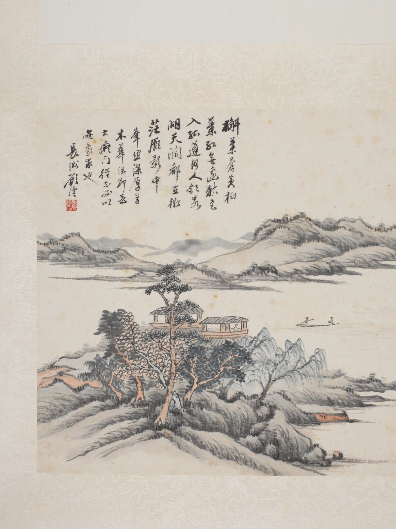 顾沄 1888年画*1989年书 山水八屏 - 图11