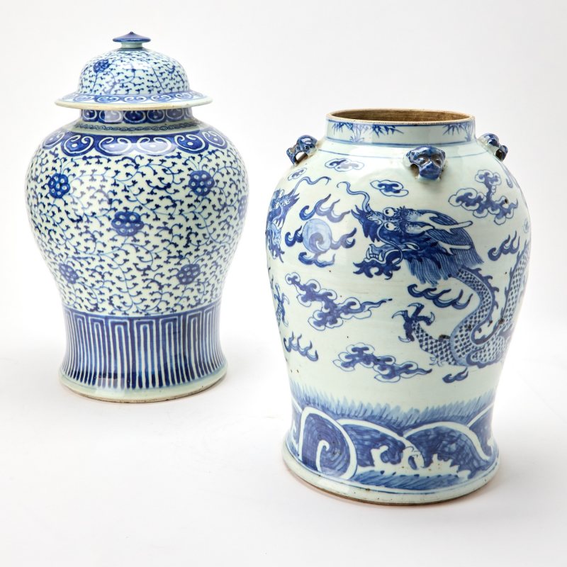 Two Chinese Blue and White Porcelain Baluster Jars