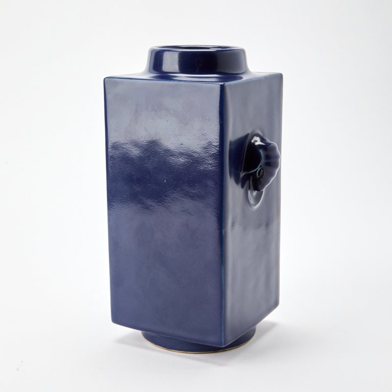 A Chinese Blue Glazed Porcelain Vase, Cong