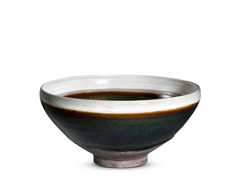 明 黑釉铁锈花白覆轮窑变盏 - 图1