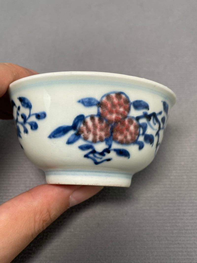 清中期 青花釉里红瓜果纹杯（一对） - 图10
