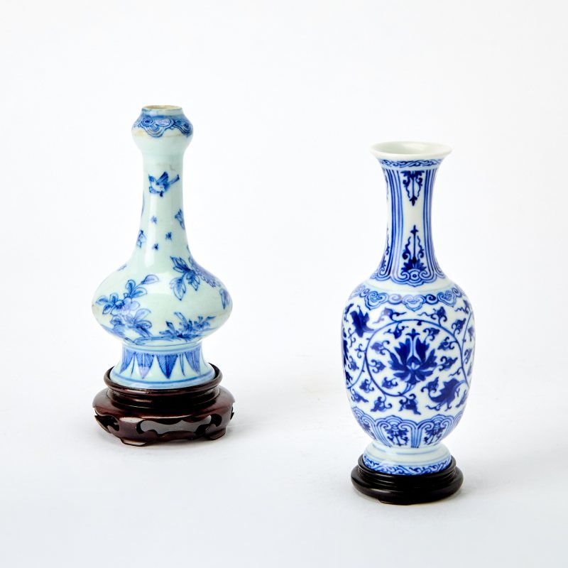 Two Diminutive Chinese Blue and White Porcelain Vases