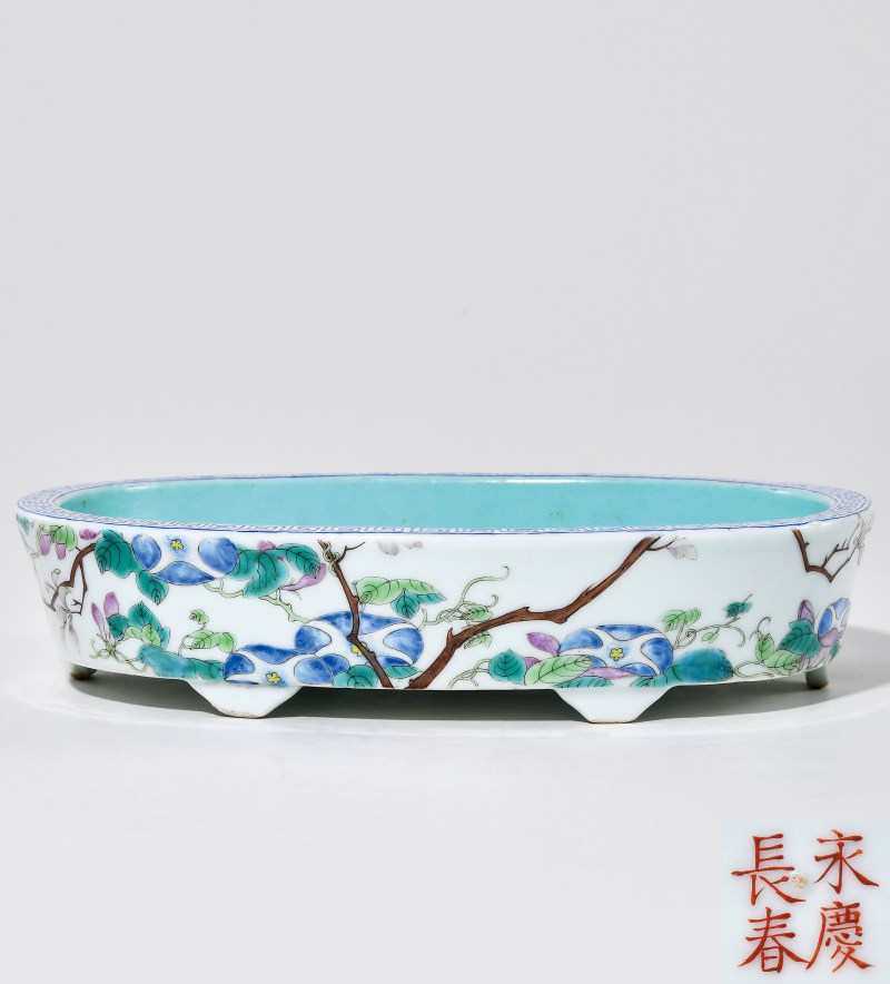 清光绪 永庆长春款牵牛花纹水仙盒