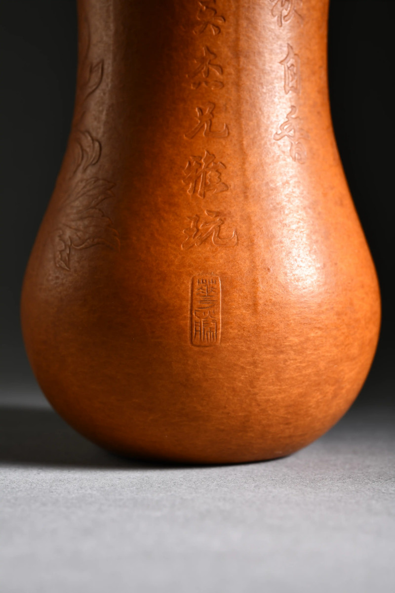 当代、近代 押花鲁班槌大油壶鲁葫芦、本长和尚头小蛐蛐葫芦一组两只 - 图2