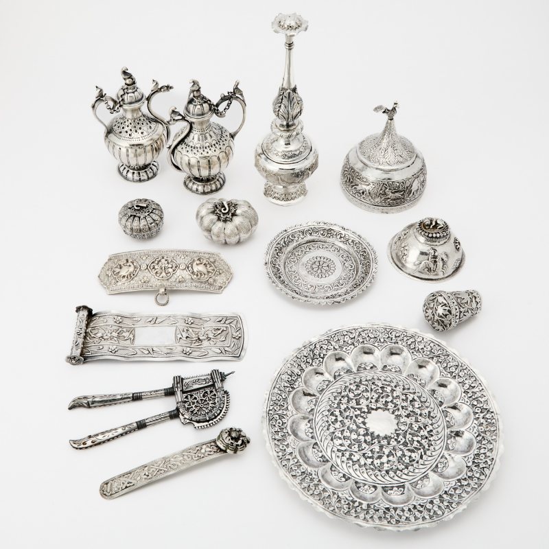 Assorted Group of Indian, Chinese, and Southeast Asian Silver and Silvered Metal Articles