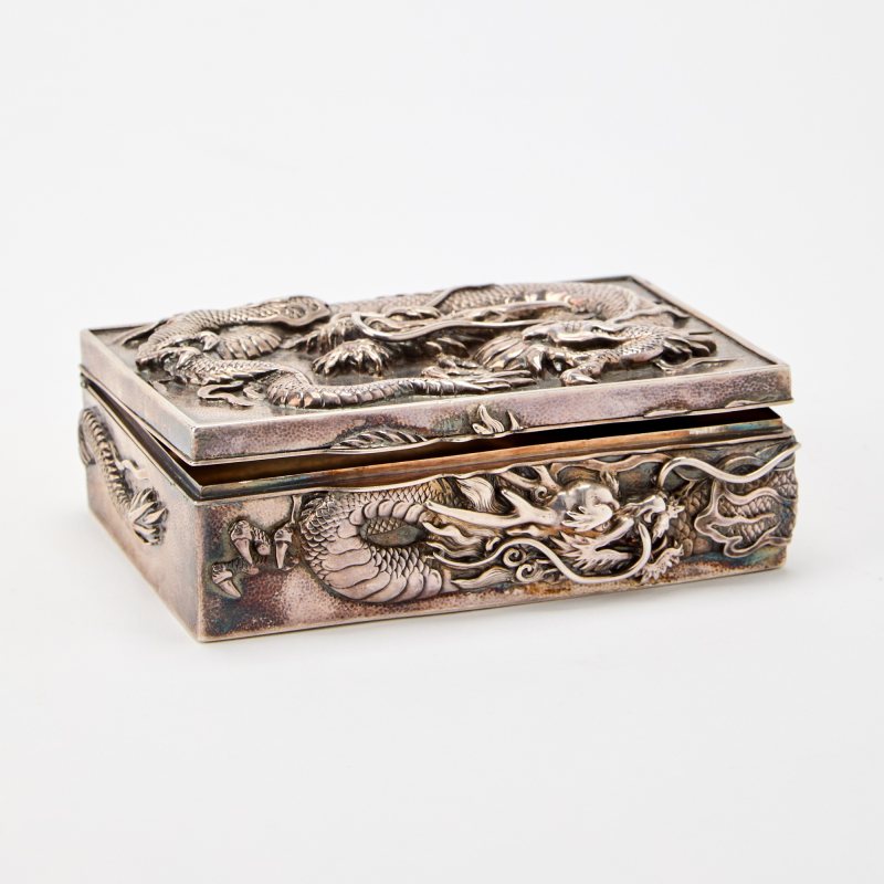 A Japanese Export Silver 'Dragon' Box - 图1