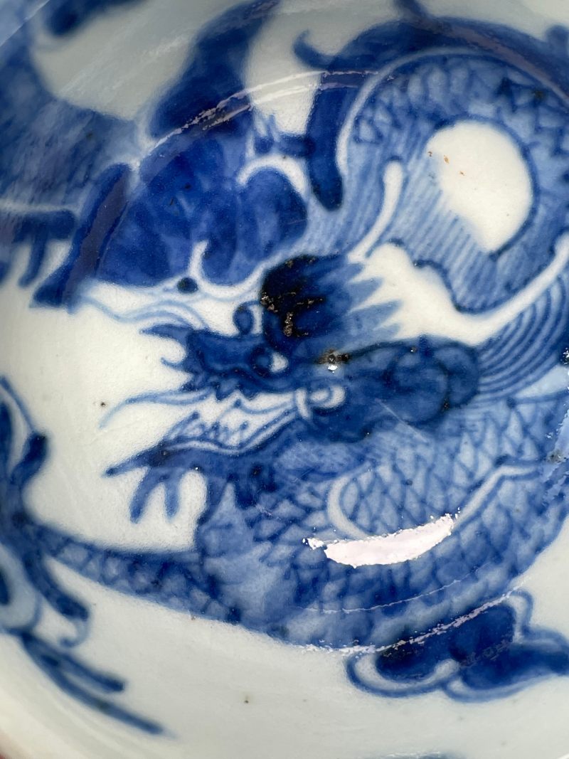 清中期 青花过墙龙纹茶园 - 图12