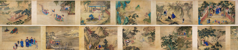张淮、施静  十二月行乐图卷 - 图1