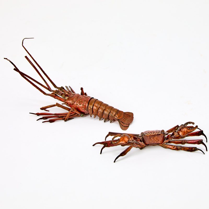 Two Japanese Copper Alloy Articulated Crustaceans - 图1
