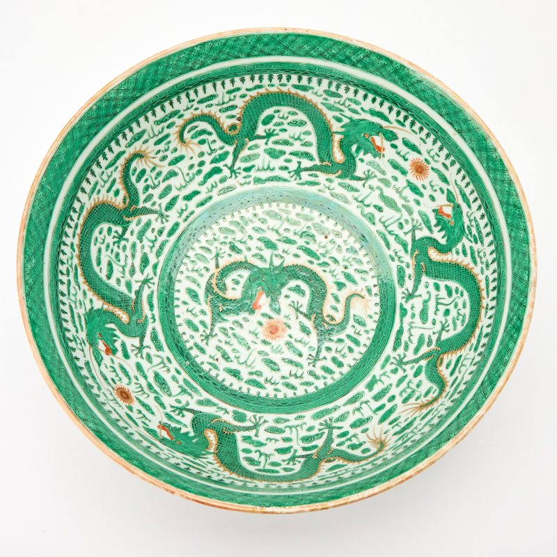 A Chinse Famille Verte Porcelain Punch Bowl - 图3