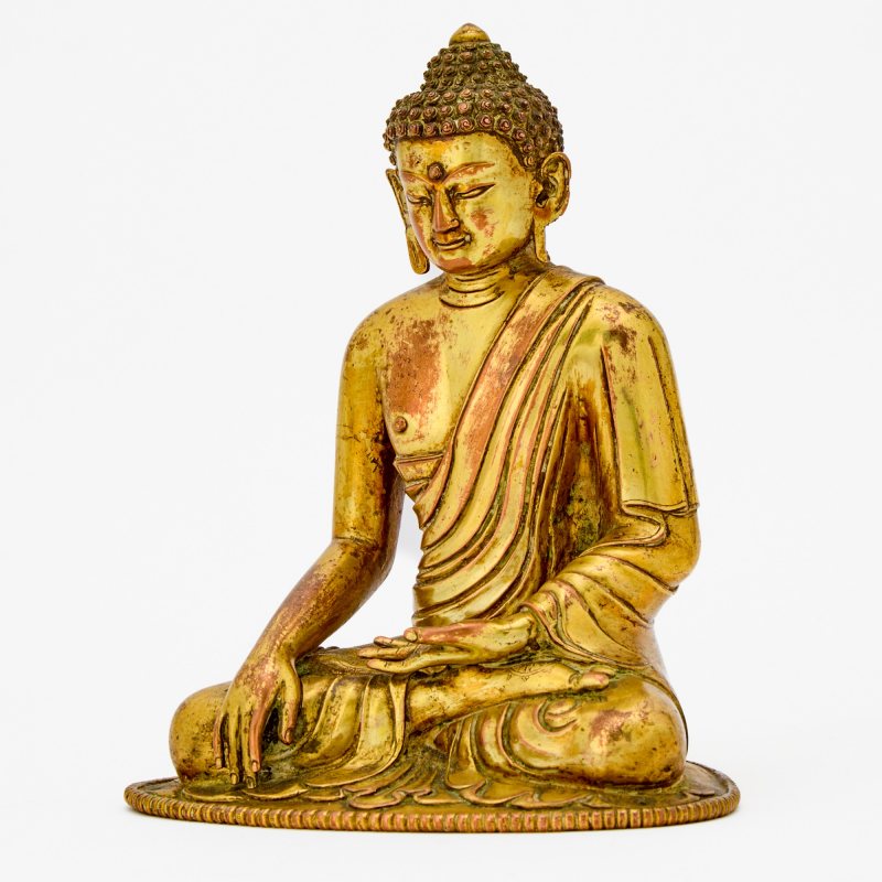 A Tibeto-Chinese Gilt Copper Alloy Figure of Shakyamuni - 图1
