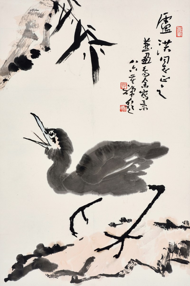 李苦禅*李燕 1986年作 竹鹭图