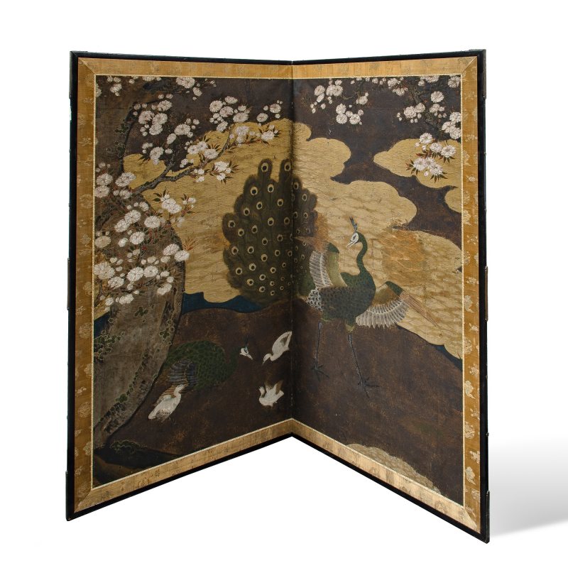 A Fine Japanese Kano School Two-Panel Painted Screen - 图2