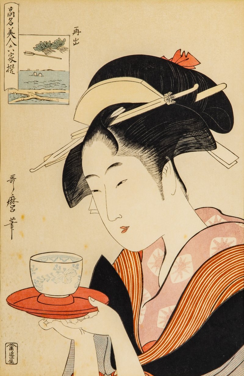 A Pair of Japanese Utamaro School Woodblock Prints - 图3