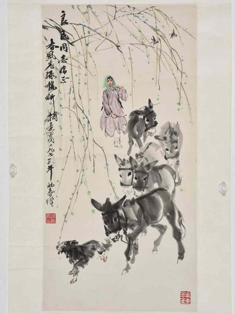 黄胄 1973年作 春风先绿杨柳梢 - 图3
