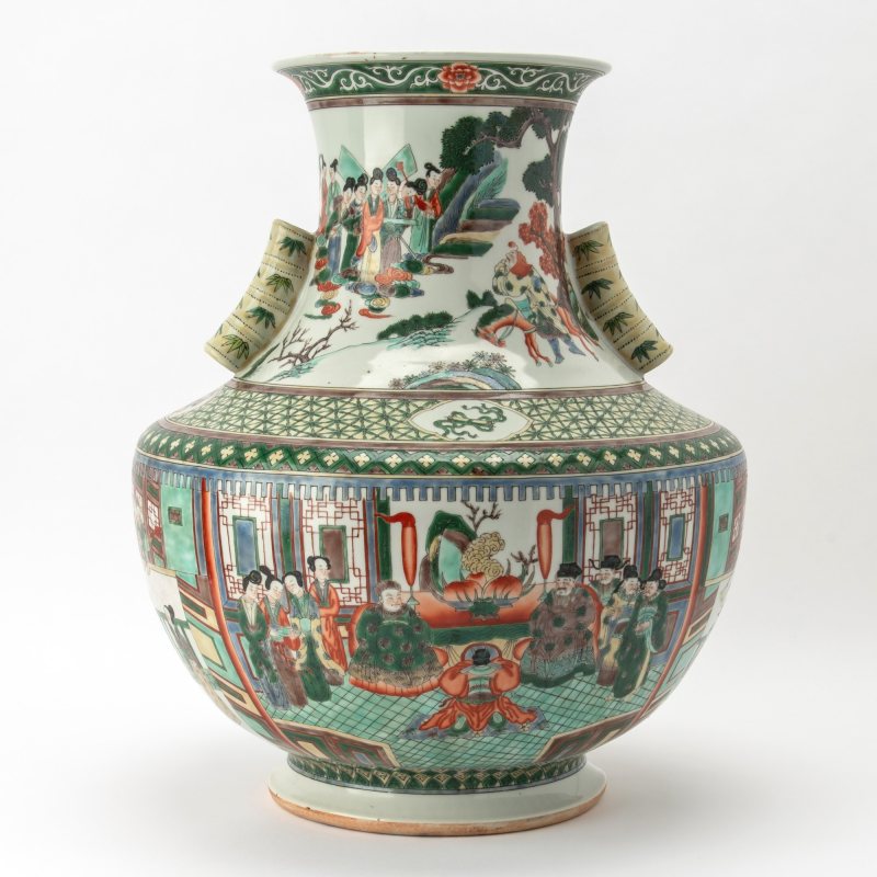 A Large Chinese Famille Verte Porcelain Vase