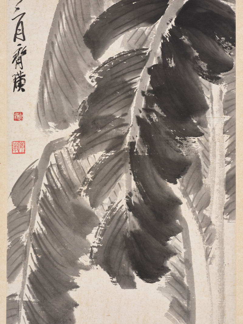 齐白石 1932年作  芭蕉墨菊 - 图6