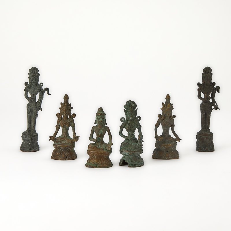 Six Thai Bronze Miniature Buddhist Figures - 图1