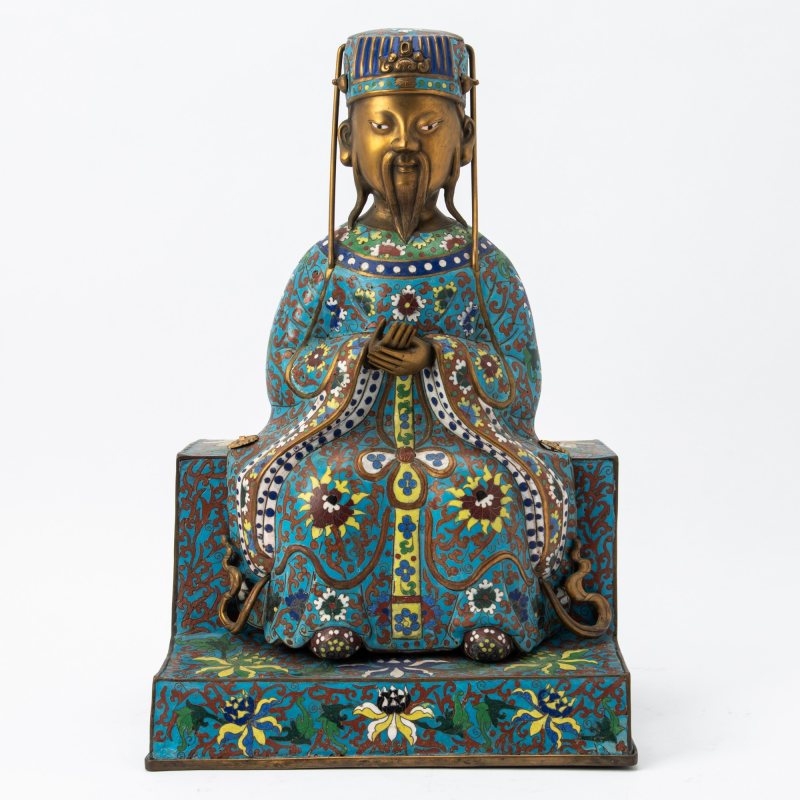 A Chinese Cloisonné Enamel Figure of a Daoist Deity - 图1