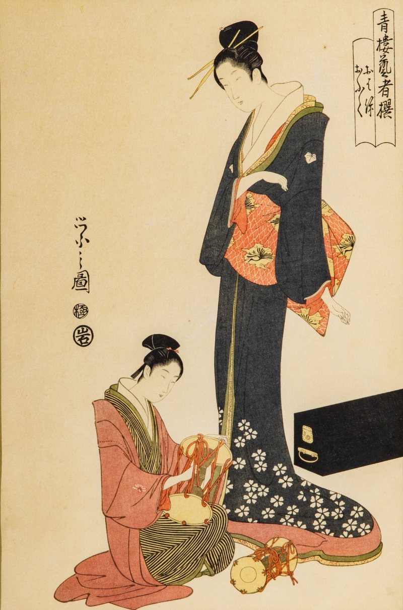 A Pair of Japanese Utamaro School Woodblock Prints - 图7