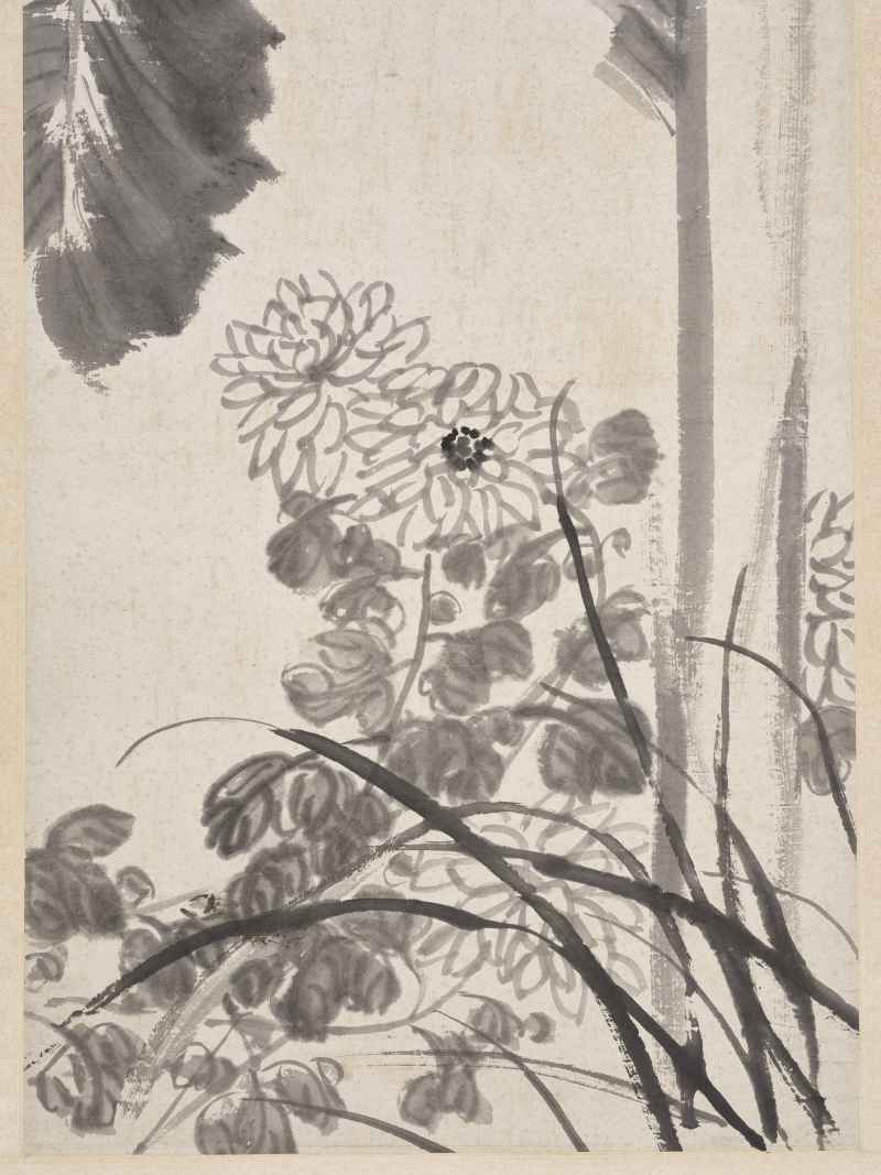 齐白石 1932年作  芭蕉墨菊 - 图7