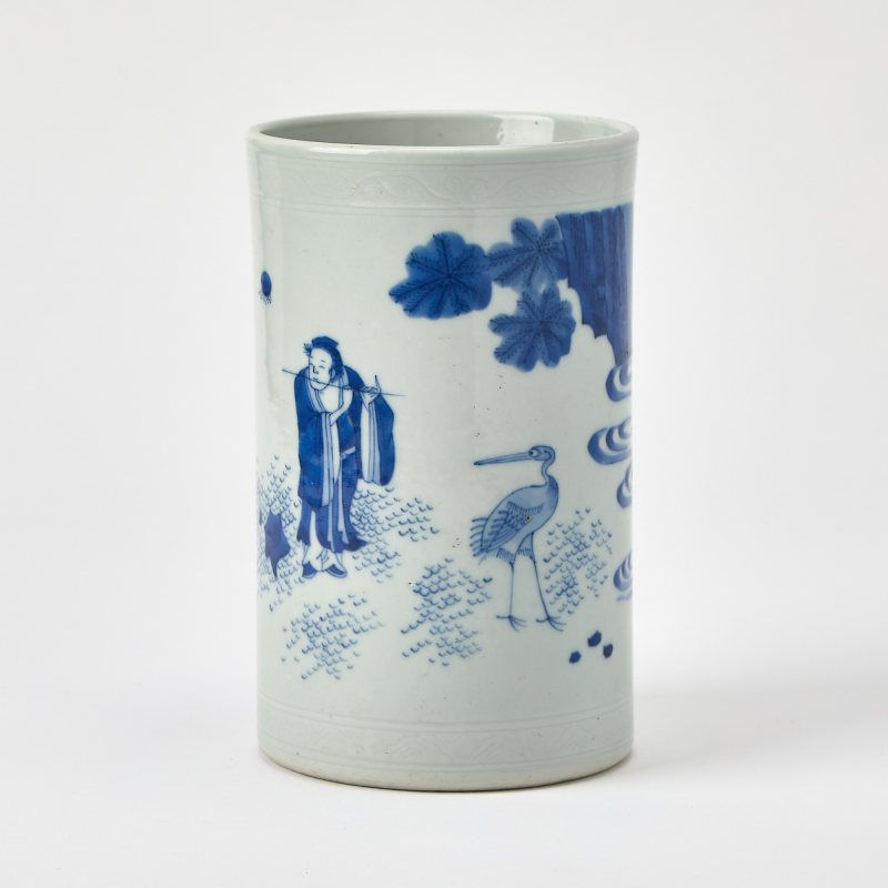 A Chinese Blue and White Porcelain Brush Pot - 图2