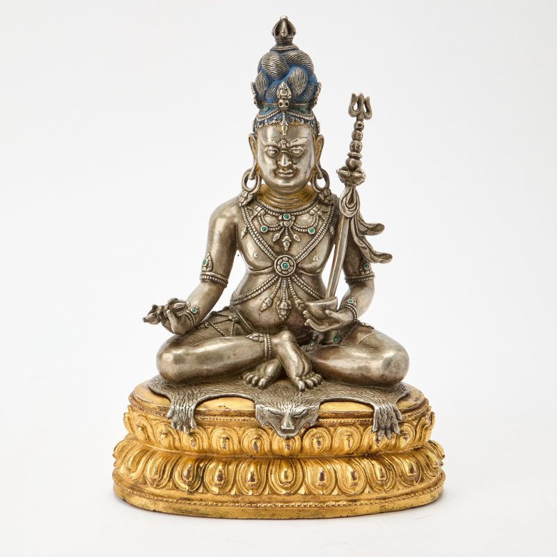 A Large and Rare Tibetan Parcel Gilt Mixed Metal Alloy Figure of Tsangnyon Heruka - 图2