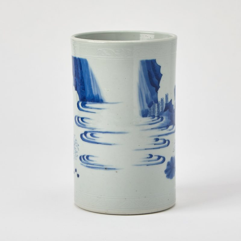 A Chinese Blue and White Porcelain Brush Pot - 图3