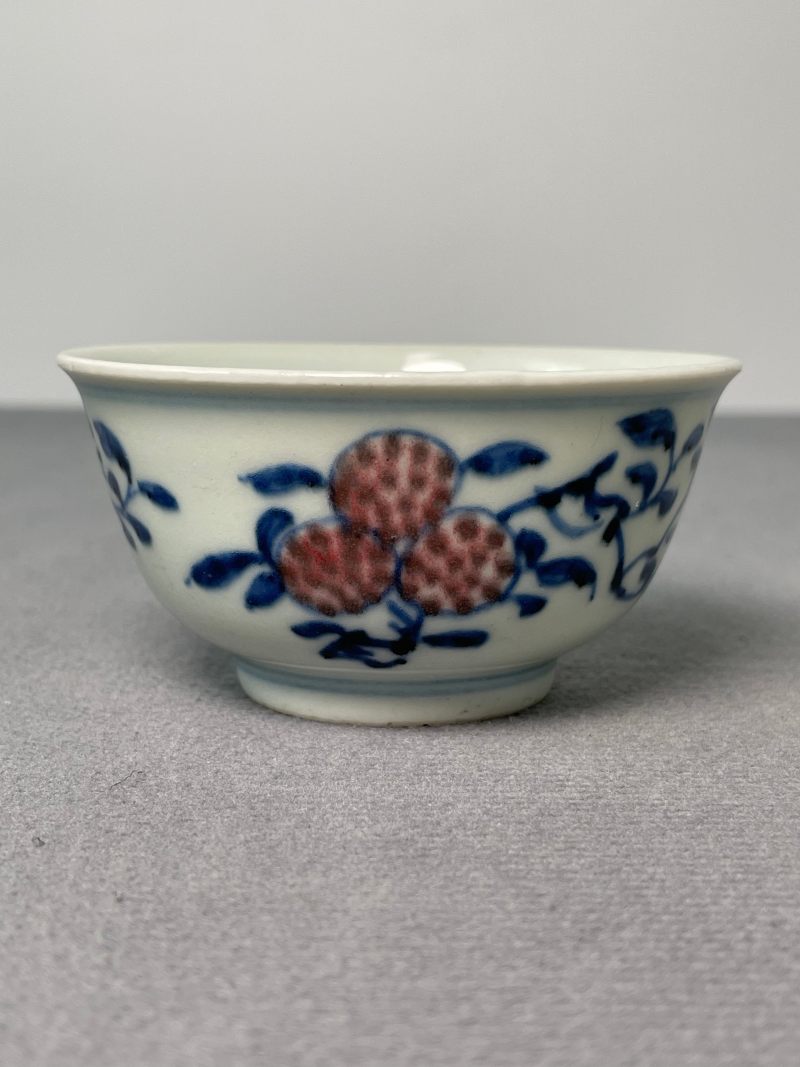 清中期 青花釉里红瓜果纹杯（一对） - 图4
