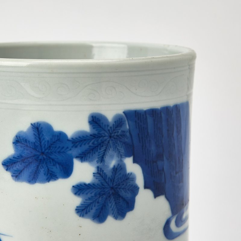 A Chinese Blue and White Porcelain Brush Pot - 图4