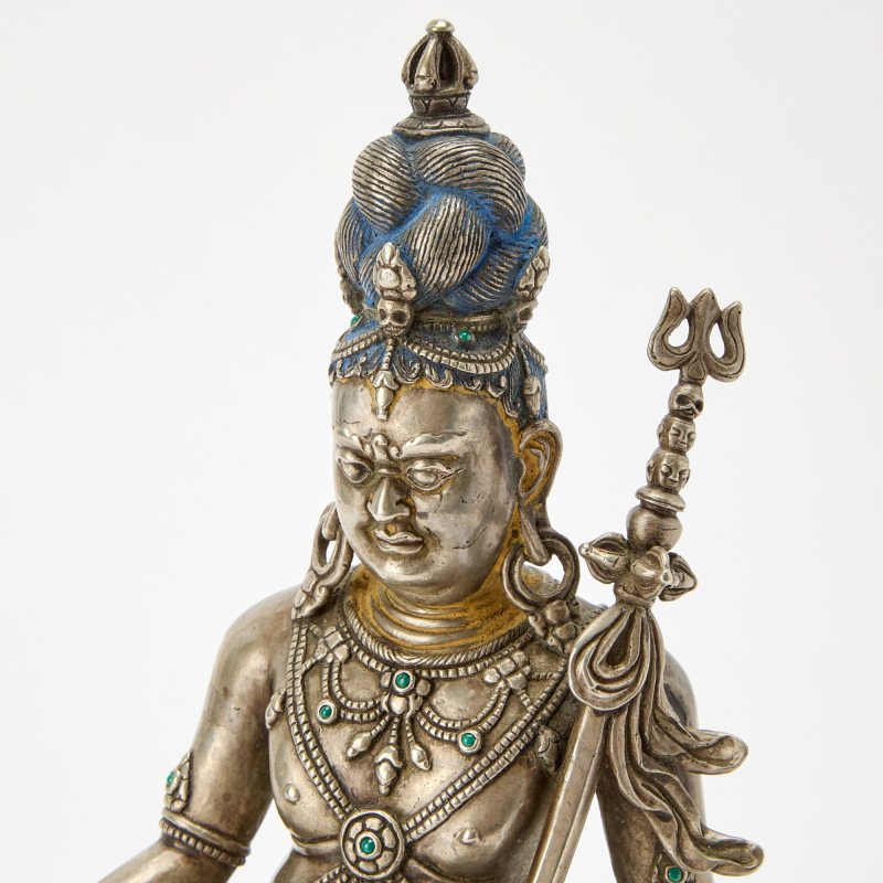A Large and Rare Tibetan Parcel Gilt Mixed Metal Alloy Figure of Tsangnyon Heruka - 图4