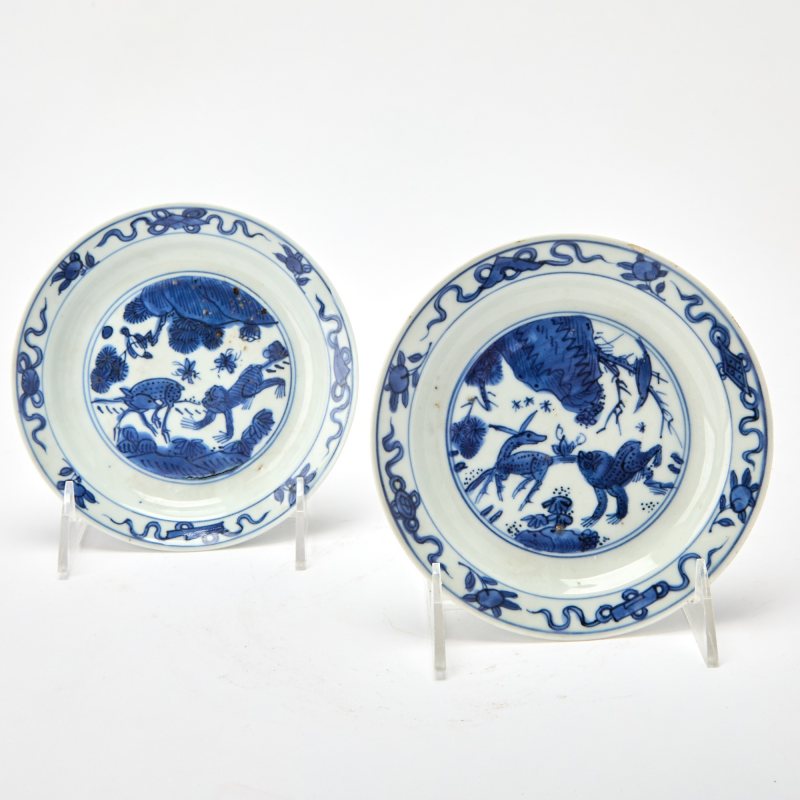 A Pair of Chinese Blue and White Saucer Dishes