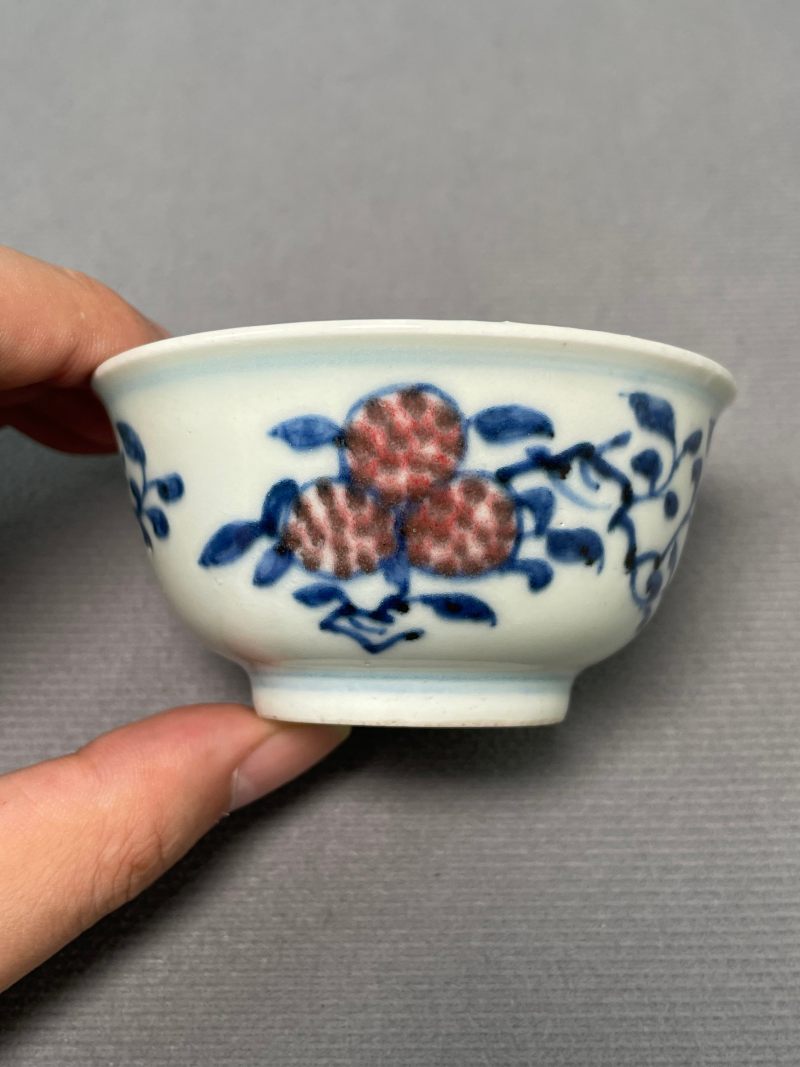 清中期 青花釉里红瓜果纹杯（一对） - 图11