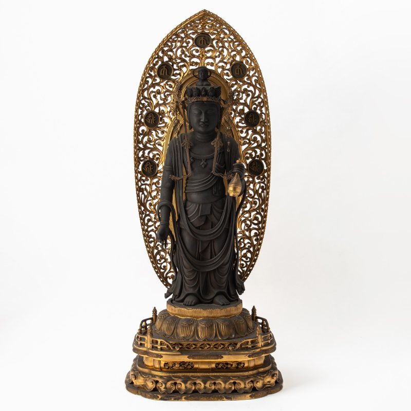 A Large Japanese Parcel Giltwood Figure of Juichi-men Kannon - 图1