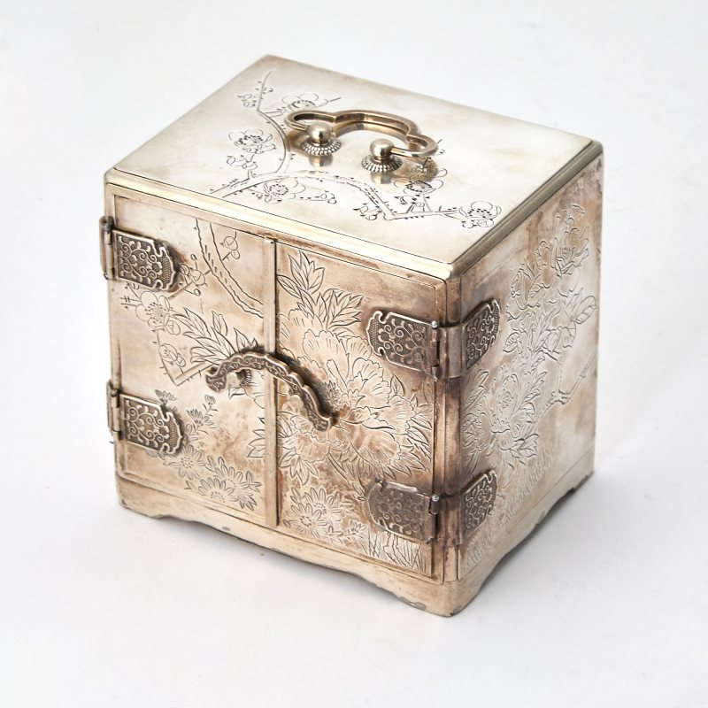 A Japanese Silver Miniature Cabinet