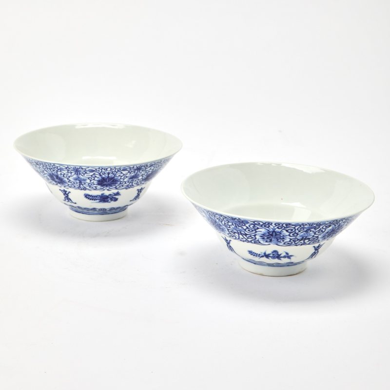 A Pair of Chinese Blue and White Porcelain Bowls