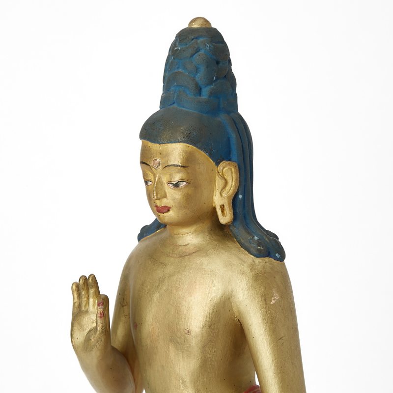 A Rare Large Polychromed Wood Carving of Maitreya - 图6