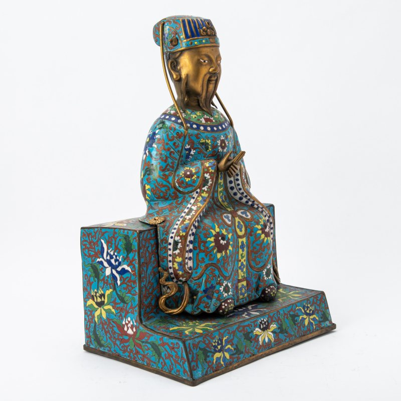A Chinese Cloisonné Enamel Figure of a Daoist Deity - 图7
