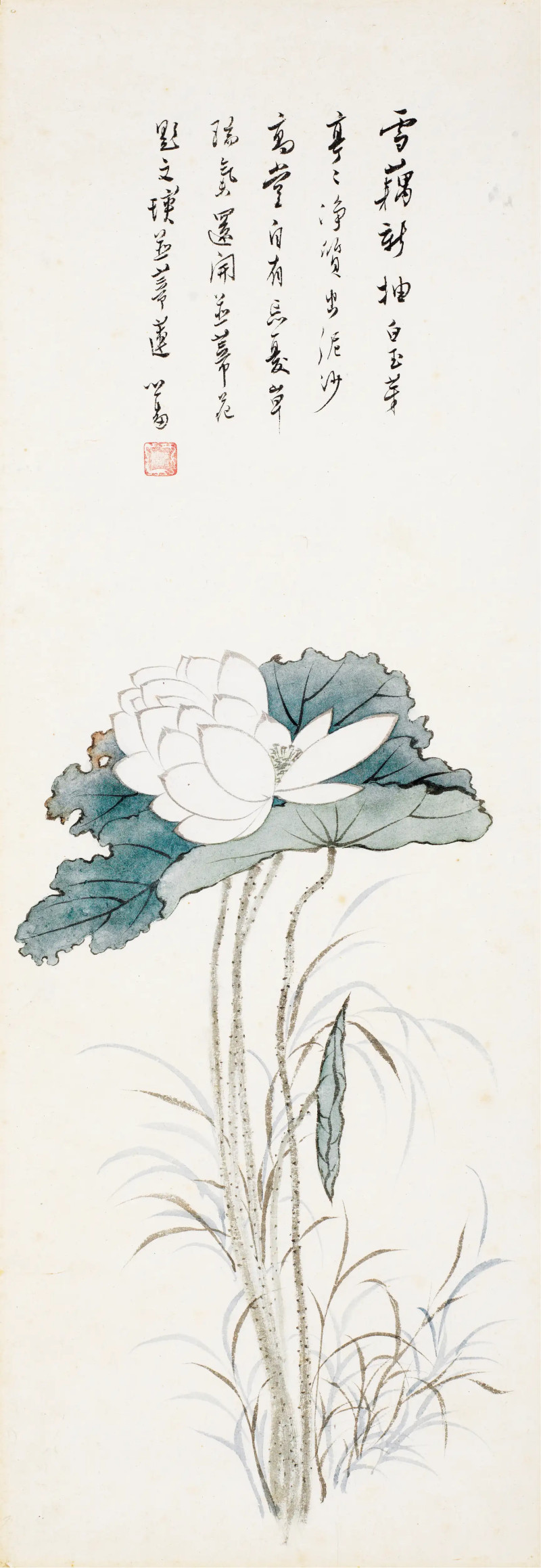 溥儒  并蒂莲花 - 图1