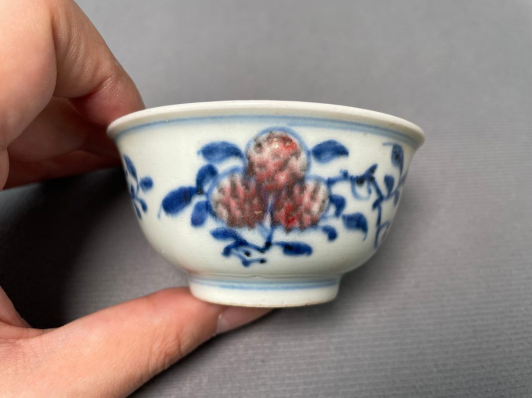 清中期 青花釉里红瓜果纹杯（一对） - 图7
