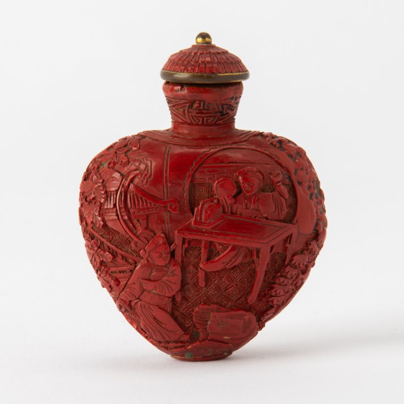 A Chinese Carved Red Lacquer Snuff Bottle