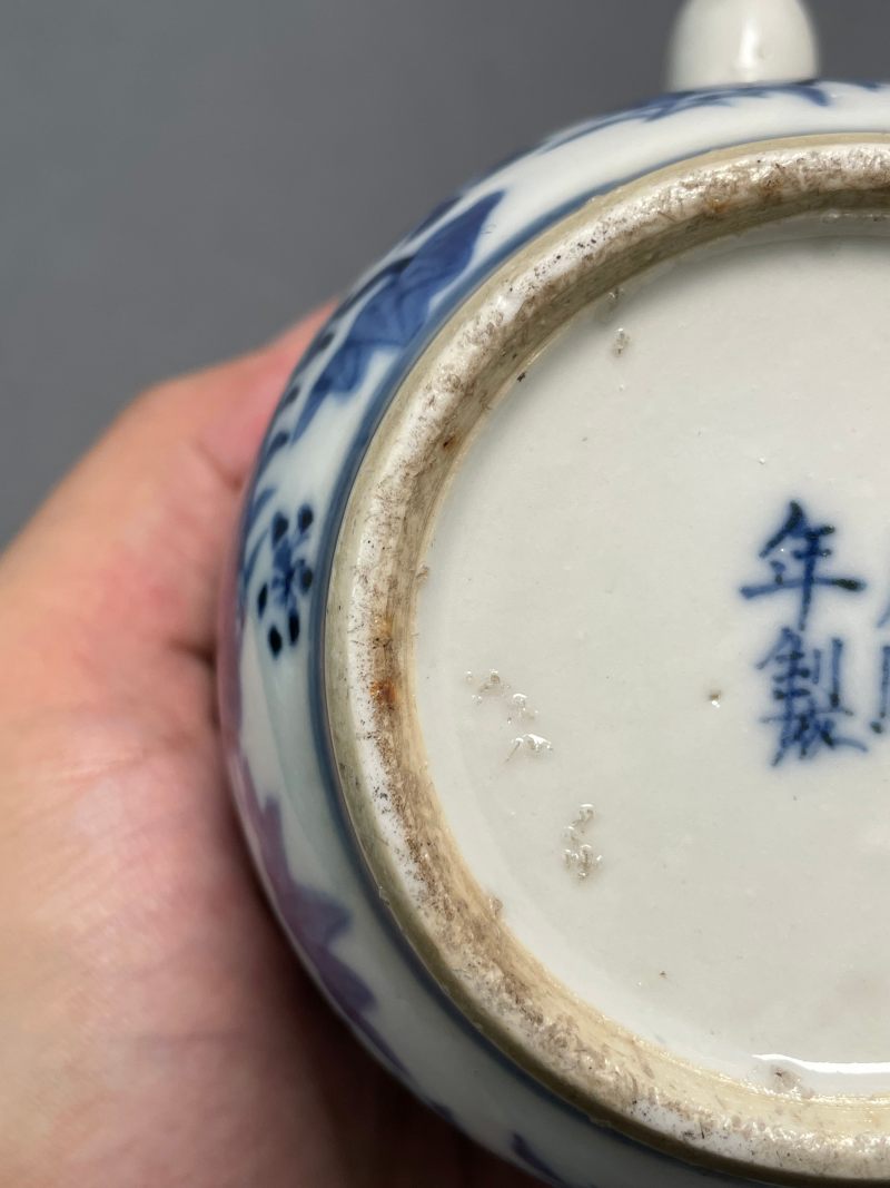 清光绪 青花花鸟纹茶壶 - 图25