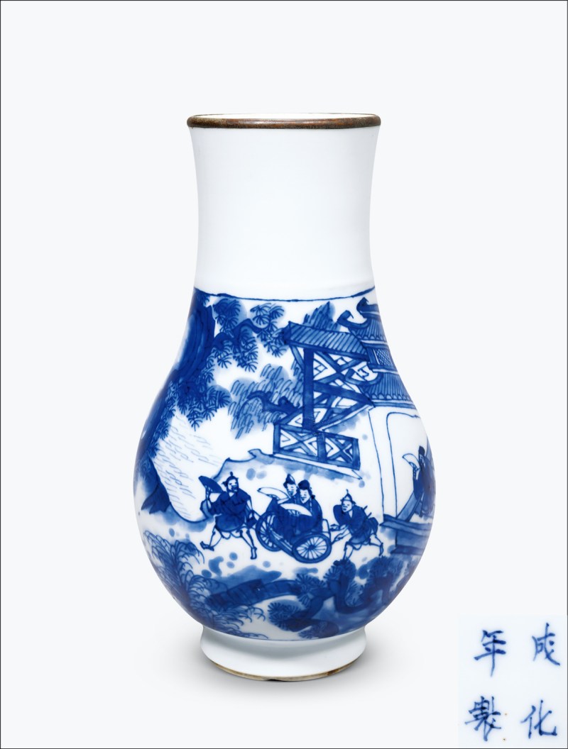 清康熙 青花人物故事图瓶