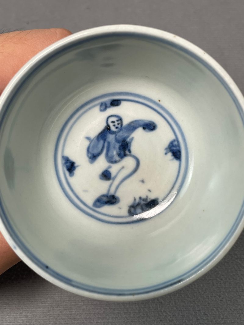 明天启 眀天启 青花婴戏图高足杯 - 图19