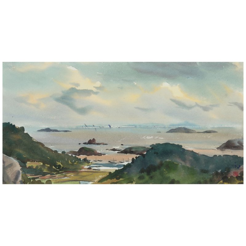 雷雨（1921-1989）　海濱　水彩紙本　鏡框 | LEI YU (1921-1989) - 图3