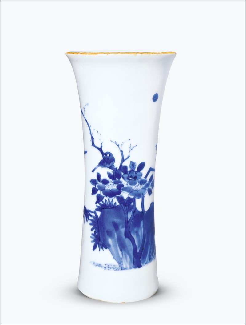 明崇祯 青花花鸟纹花觚