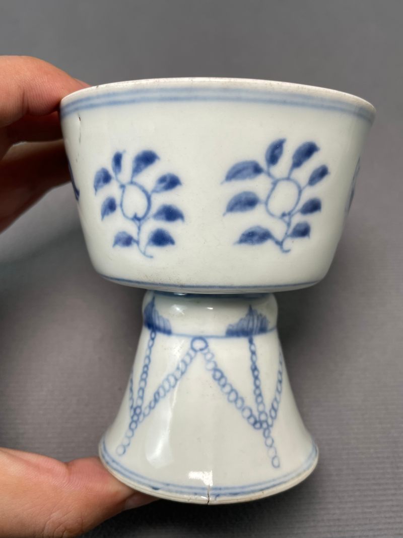 清雍正 青花大吉图高足杯 - 图6