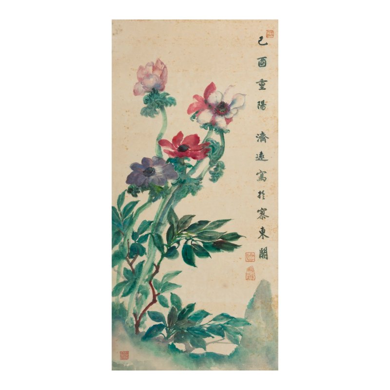 王濟遠（1893-1975）　銀蓮盛放　設色紙本　鏡框　一九六九年作 | WANG CHI-YUAN (WANG JIYUAN, 1893-1975) - 图1